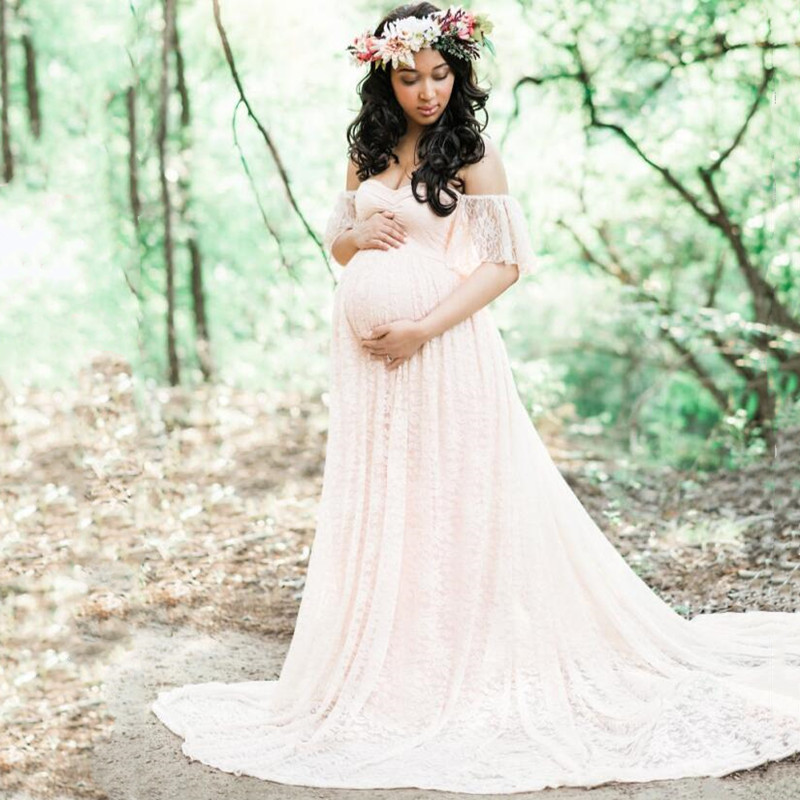 Maternity Wear - Maternity Photography Props Long Wedding Dress