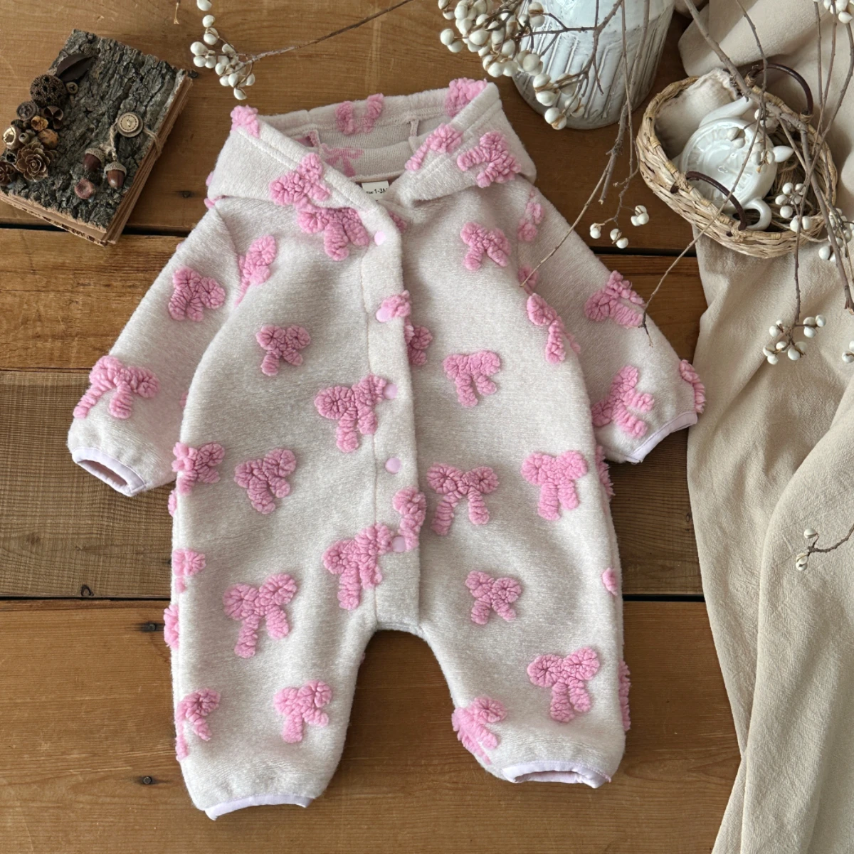 Baby Girls Hooded Romper 3D Bo - Newborn Baby Girl Romper Floral recension och pris
