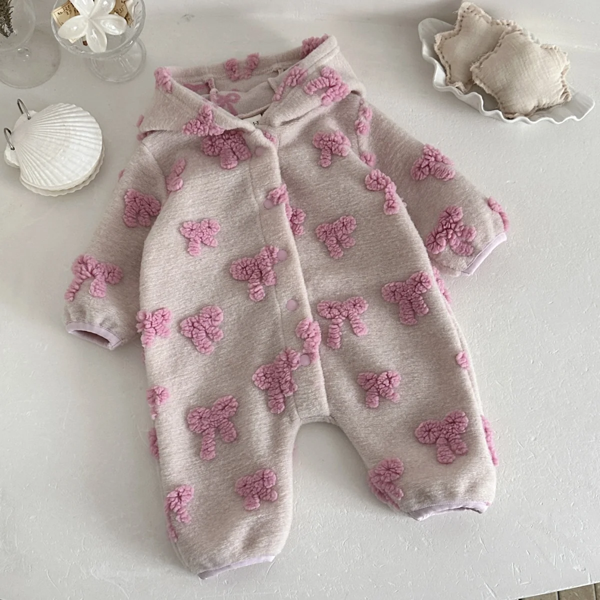 Baby Girls Hooded Romper 3D Bo - Newborn Baby Girl Romper Floral recension och pris
