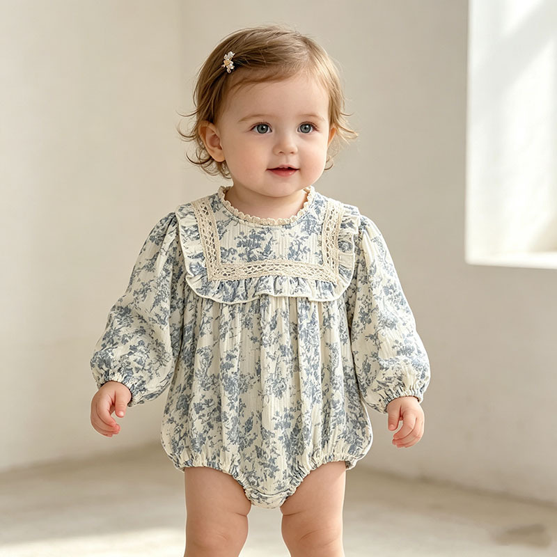 Baby Girl Floral Romper Long P - Newborn Baby Girl Romper Floral recension och pris